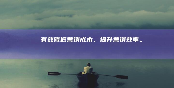 有效降低营销成本，提升营销效率。